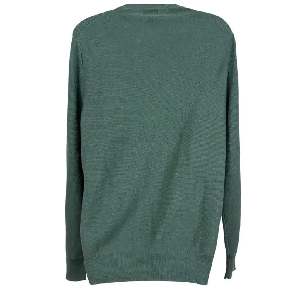 J Crew Mens Green 100% Cotton Pullover Sweater Long Sleeve Crew Neck NWT sz S